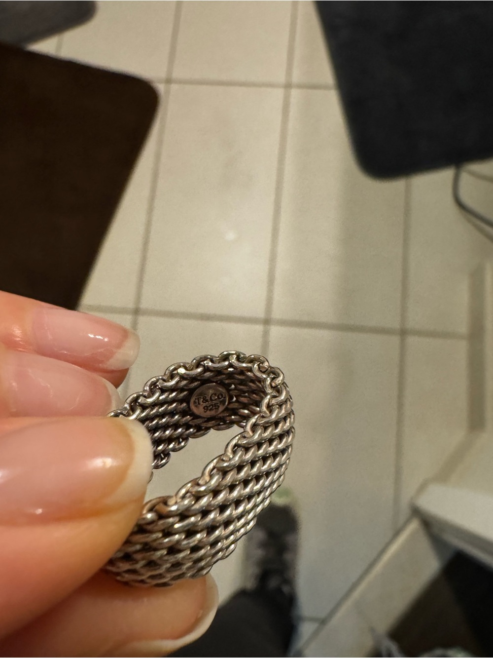 Tiffany & Co. Silver Mesh Band Ring - Picture 2 of 3